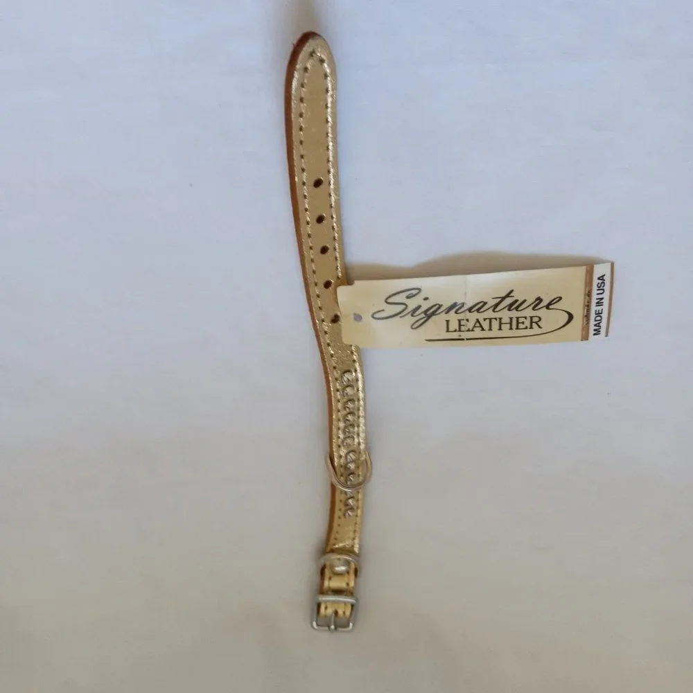 Signature Leather Brand Gold with Rhinestone Collar